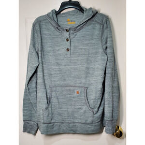 Carhartt Slightly Fitted Hoodie XL Green Henley Pullover Kangaroo Pocket